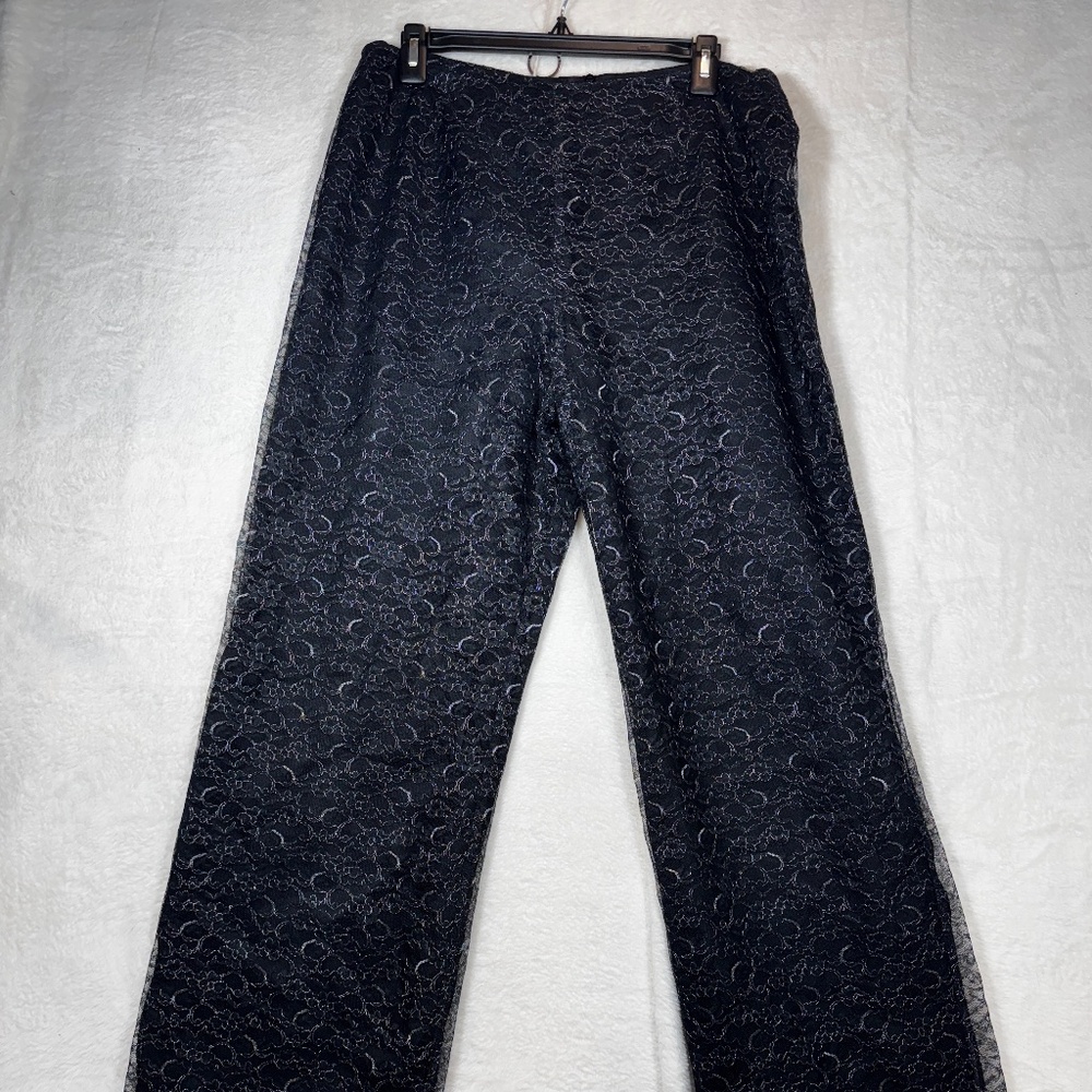 Vintage Trouser Pants Womens Size 14 Black Lace overlay Goth Whimsigoth Witchy
